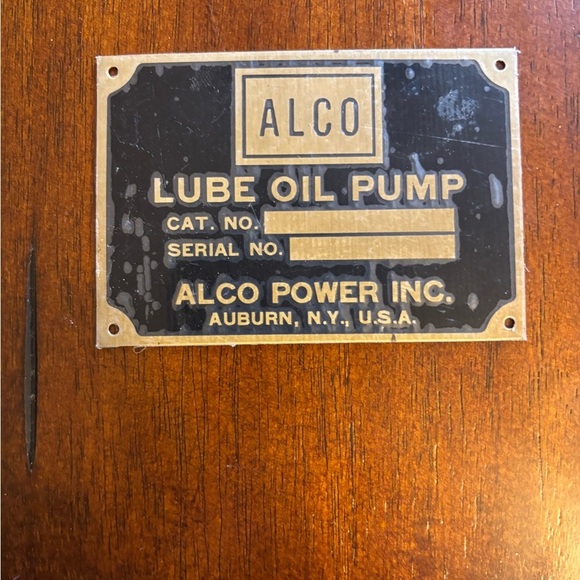 alco Other - Alco Lube Oil Pump Mini Sign